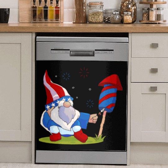Adorable Gnome Fireworks America Dish Washer Covers