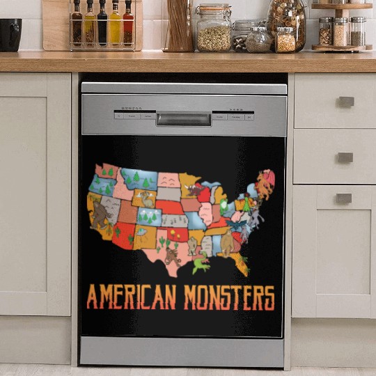 American Monsters Cryptid Monsters Myth Creatures Dish Washer Covers