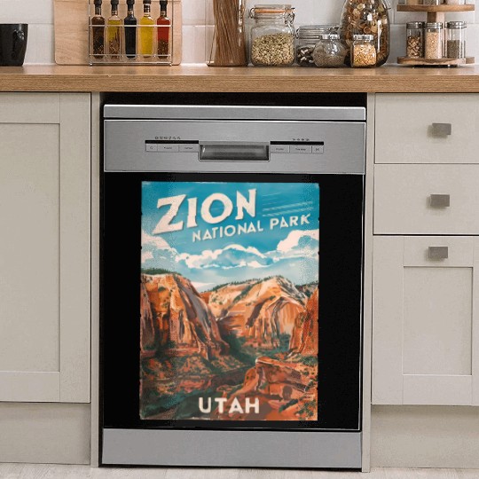 Vintage Travel Zion National Park Utah Landscape Dish Washer Covers