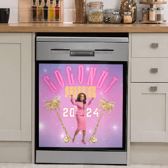 Kamala Harris 2024 Madam President and Coconut Mem Dish Washer Covers