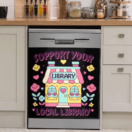 Support Your Local Library Dish Washer Covers
