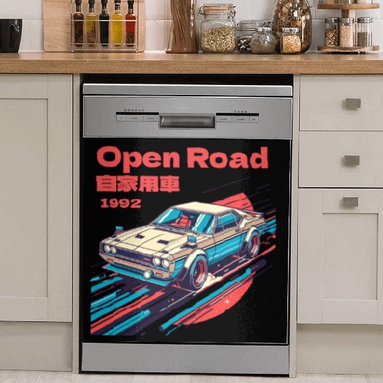 Retro Racing Car Japan Dish Washer Covers