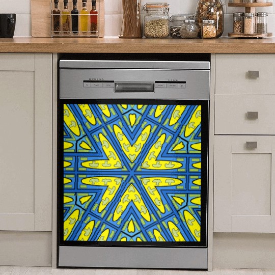 mushroom yellow blue green mandala Dish Washer Covers