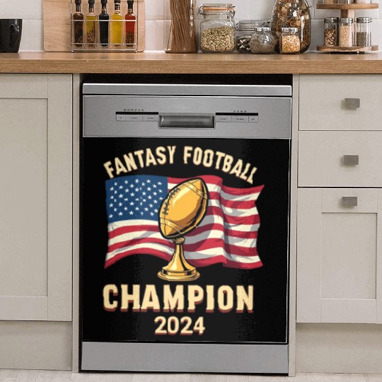 FANTASY FOOTBALL CHAMPION 2024 AMERICAN FLAG Dish Washer Covers