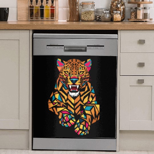 Colorful Geometric Jaguar Illustration Dish Washer Covers