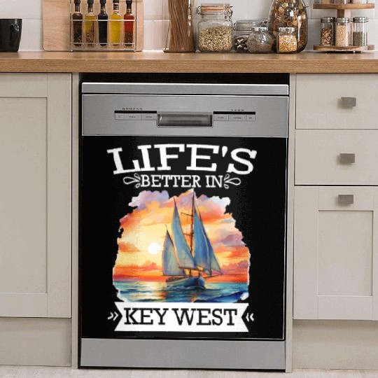 Florida Sailing LIFE'S BETTER IN KEY-WEST Dish Washer Covers