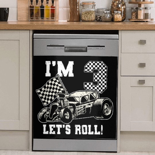 Race Car 3rd Birthday Boy 3 Three Toddler Racing Dish Washer Covers