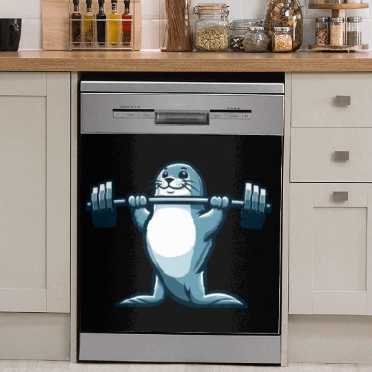 Seal fitness workout gym barbells training Dish Washer Covers