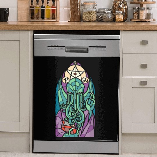 Cthulhu Church Stained Glass Cosmic Horror Funny Dish Washer Covers