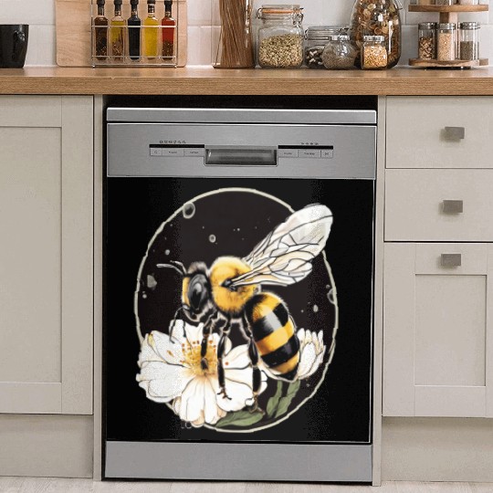 Bumble Bee on a Flower in a Bubble Dish Washer Covers