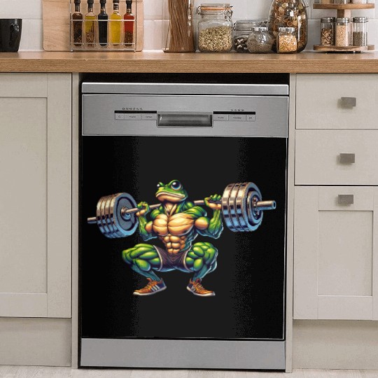 Frog Toad Fitness Barbell Gym Workout Training Dish Washer Covers