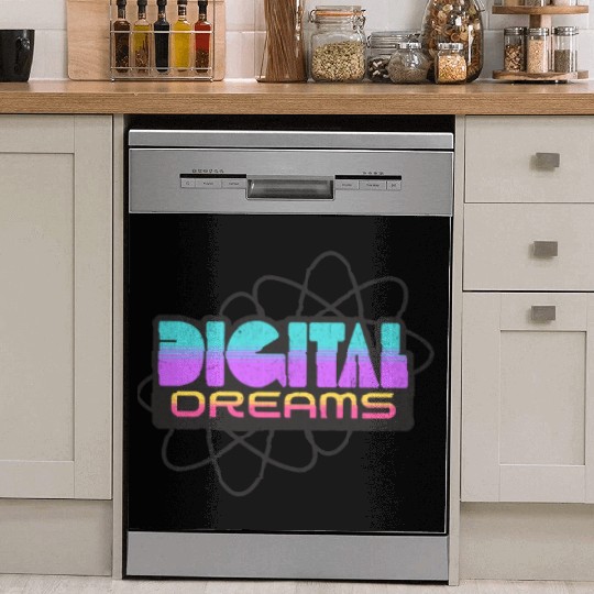Digital Dreams - Retro Y2K Streetwear Design Dish Washer Covers