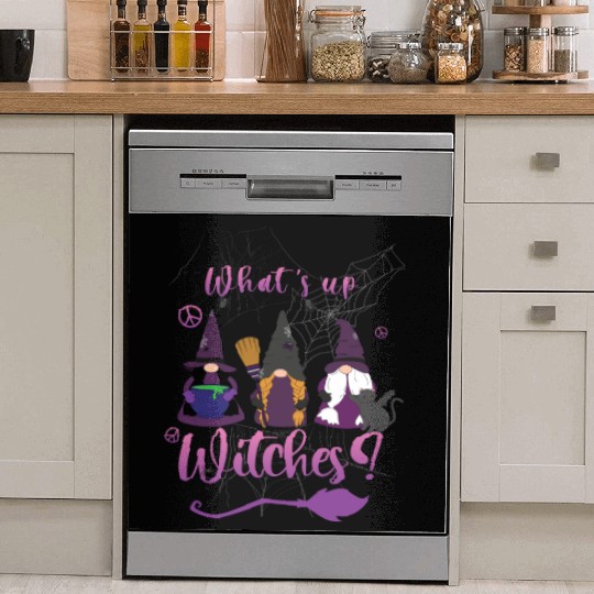 What's Up Witches Gnomes Halloween Dish Washer Covers