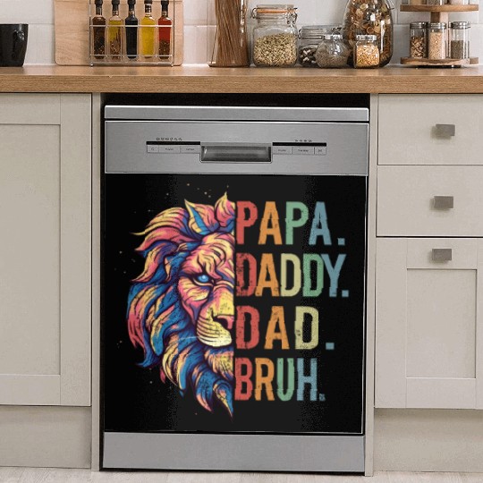 Papa Daddy Dad Bruh Retro Groovy Father's Day Dish Washer Covers
