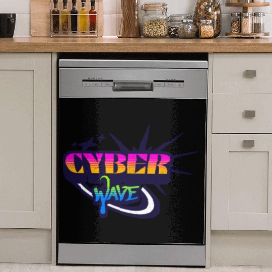 Cyber Wave - Neon Streetwear for Y2K fans Dish Washer Covers