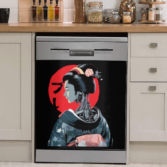 Cyberpunk Vaporwave Japanese Neon Street Art Dish Washer Covers