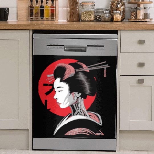 Cyberpunk Vaporwave Japanese Neon Street Art Dish Washer Covers