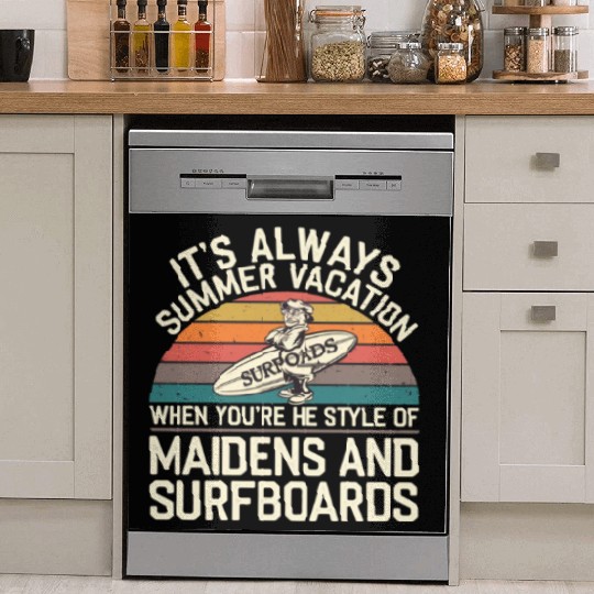 Maidens and Surfboards Vintage Summer Design Dish Washer Covers