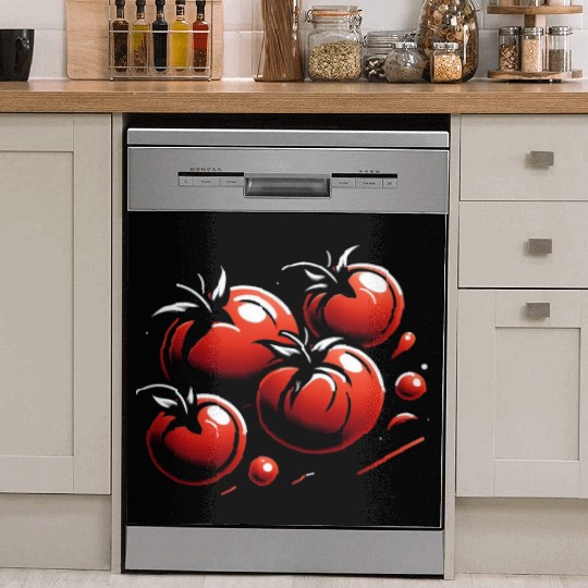 Tomato minimalistic tomatoes design food art 2 Dish Washer Covers