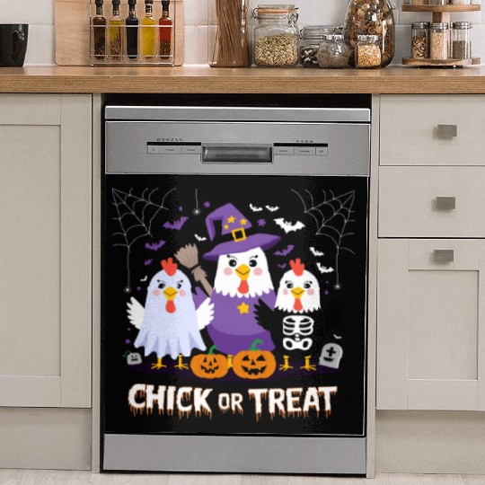 Chick or Treat Halloween Fun with Ghost, Witch, Dish Washer Covers