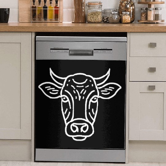 Cow face cows vector farm animal art path7 Dish Washer Covers
