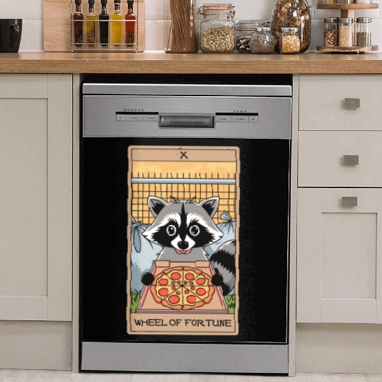 Wheel of Fortune Raccoons Tarot Card Dish Washer Covers