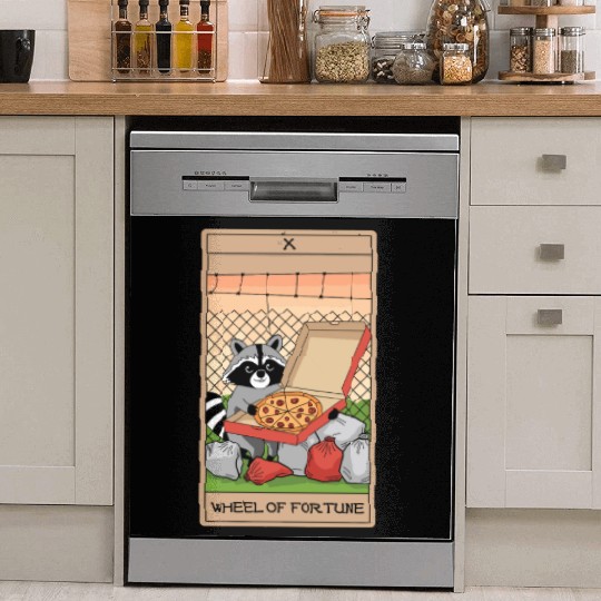 Wheel of Fortune Raccoons Tarot Card Dish Washer Covers