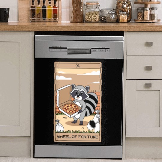 Wheel of Fortune Raccoons Tarot Card Dish Washer Covers