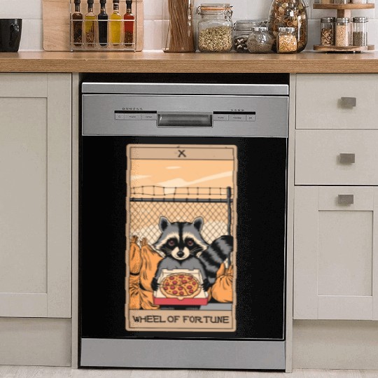 Wheel of Fortune Raccoons Tarot Card Dish Washer Covers