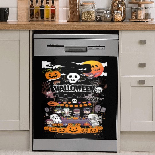 Happy Halloween party Cute chibi cartoon Dish Washer Covers