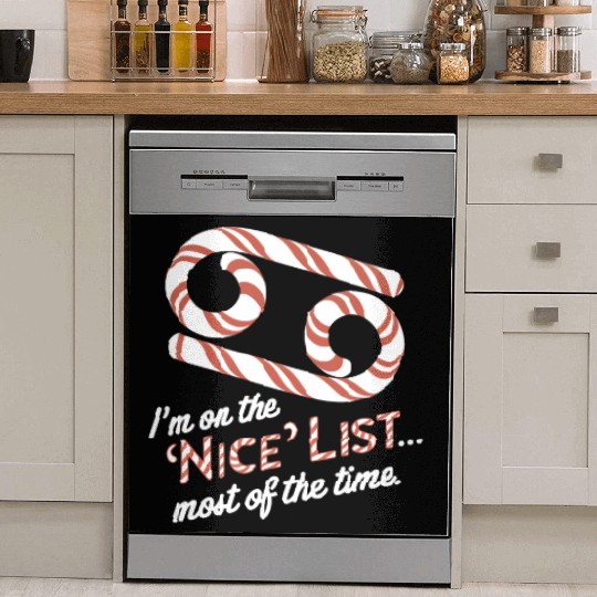 Funny Cancer Zodiac Christmas: Nice List Dish Washer Covers