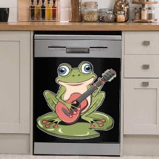 Frog Playing Guitar On Lily Pad Dish Washer Covers