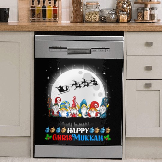 Happy Chrismukkah Gnomes Christmas Hanukkah Dish Washer Covers