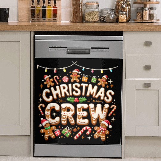 Gingerbread Christmas Crew with Candy and Gifts Dish Washer Covers