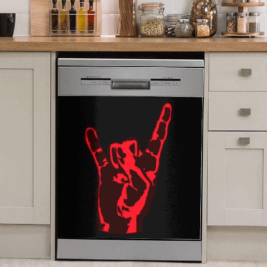 Heavy Metal Fun Hard Rock Music Horns Hand Gesture Dish Washer Covers