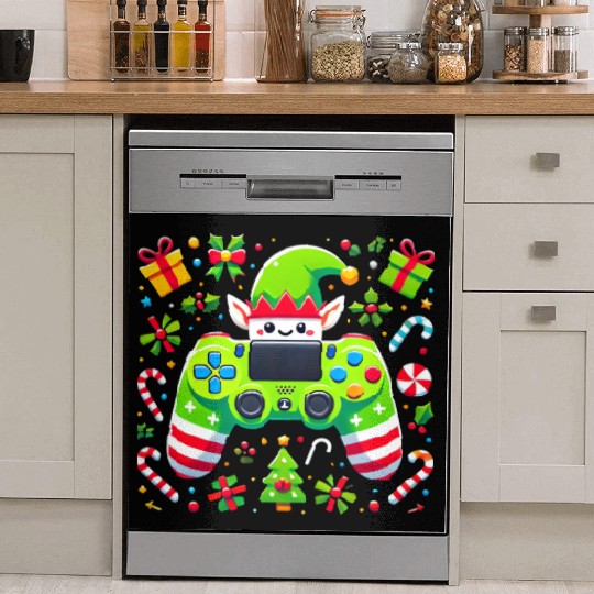 Christmas Elf Themed Gaming Controller Fun Dish Washer Covers