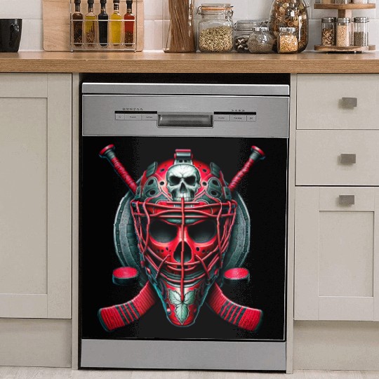 Red Skull Hockey Goalie Dish Washer Covers