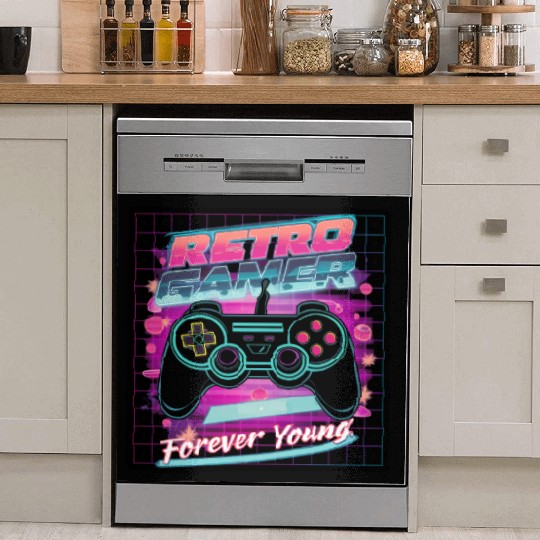 Retro Gamer Forever Young 01 sticker Dish Washer Covers