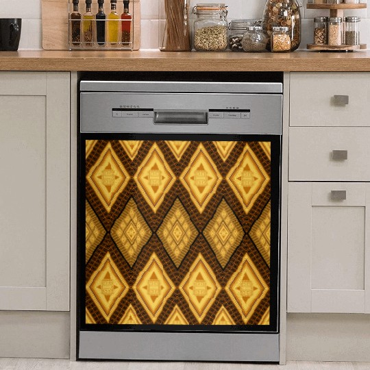 Ancient Gold Diamond Pattern, indigenous art Dish Washer Covers