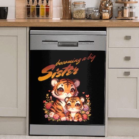 Soon I'll Be A Big Sister Cute Tiger Dish Washer Covers