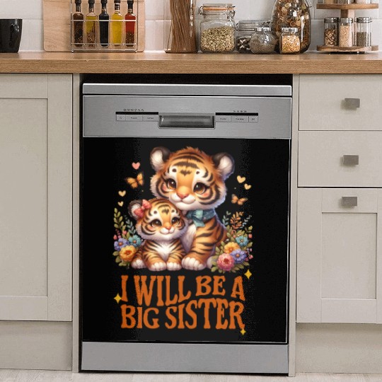I'm Going To Be A Big Sister Cute Tiger Dish Washer Covers