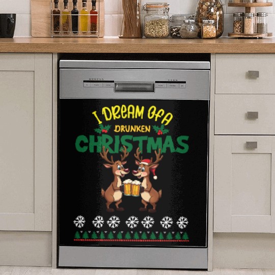 I Dream Of A Drunk Christmas-funny Reindeer Design Dish Washer Covers