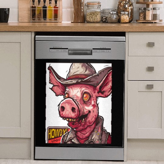 hillbilly redneck zombie cowboy pig Dish Washer Covers
