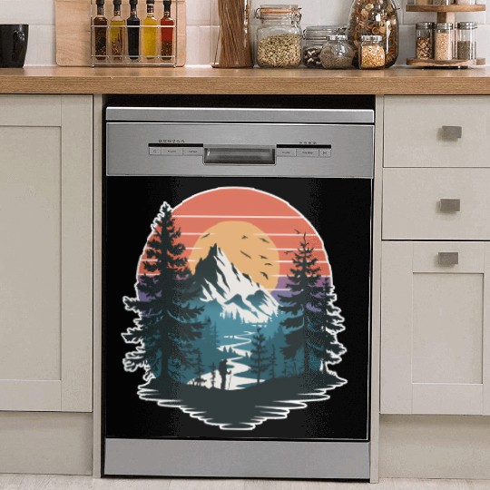 Wildlife Forest Nature Trees Retro Outdoors Dish Washer Covers