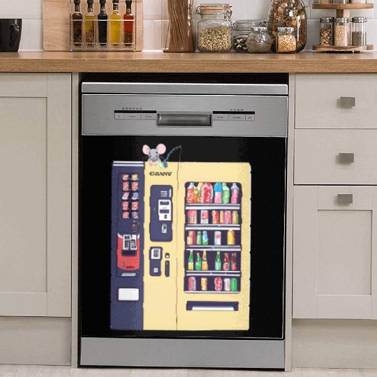 Japanese vending machine with little friend. Dish Washer Covers