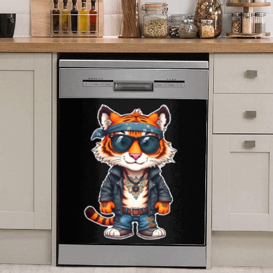 Rock style cute tiger Dish Washer Covers