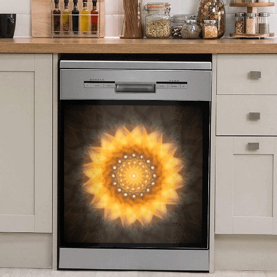 Geometric Sunflower Mandala Art Print Dish Washer Covers