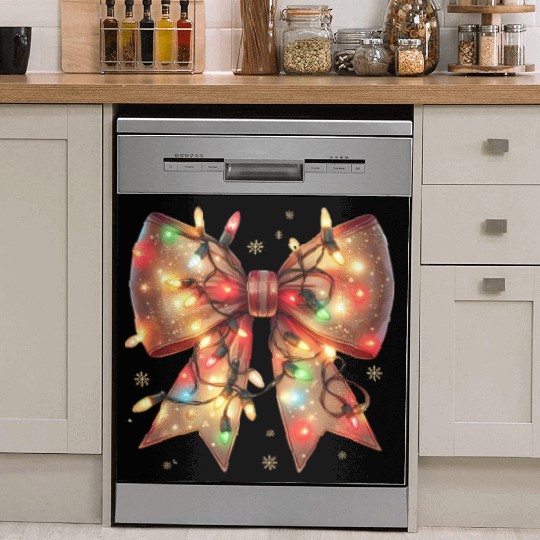 Christmas Light Coquette Bow Dish Washer Covers