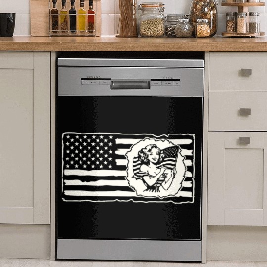 Retro Flag Girl © LIKE US ON FACEBOOK # Dish Washer Covers