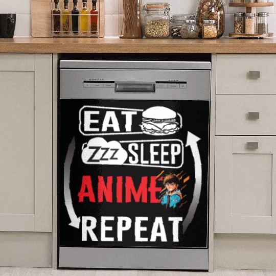 Eat Sleep Anime Repeat Ramen Kawaii Japanese Manga Dish Washer Covers
